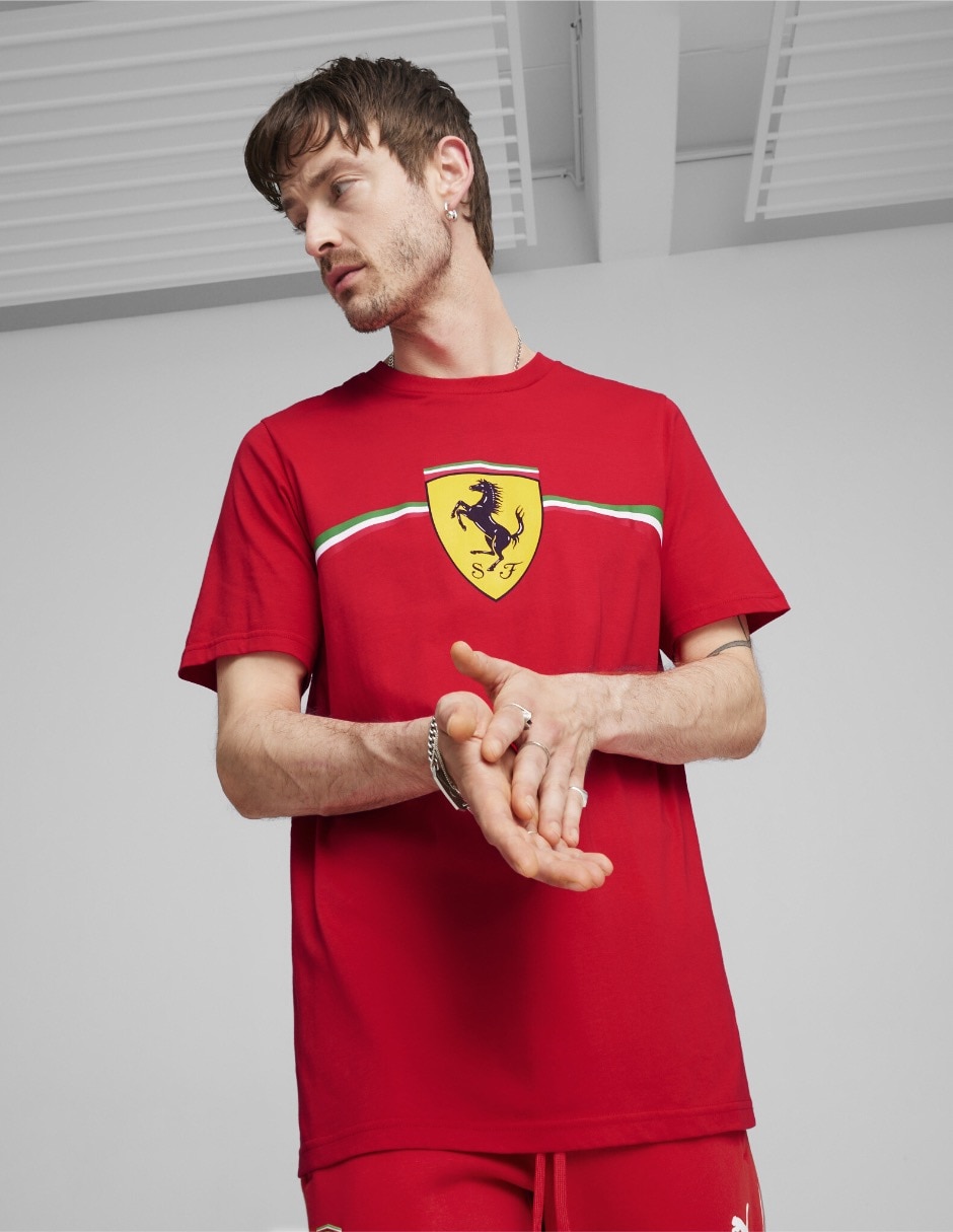Playera Ferrari Race Big Shield Heritage cuello redondo para hombre