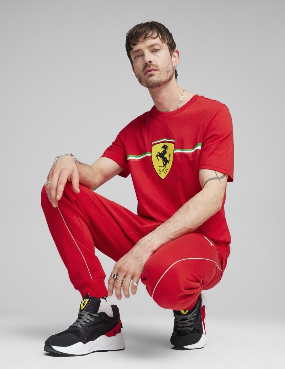 Playera Ferrari Race Big Shield Heritage cuello redondo para hombre