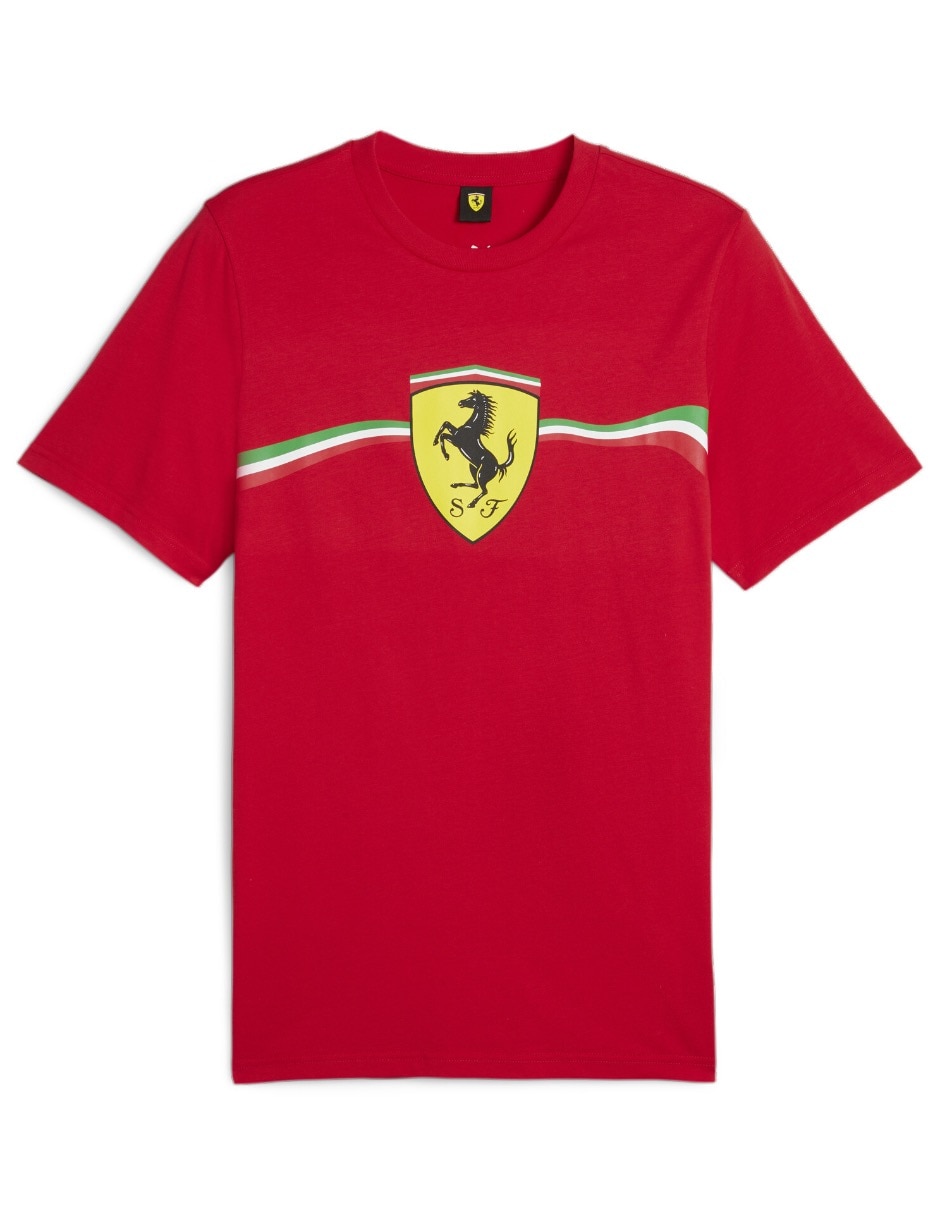 Playera Ferrari Race Big Shield Heritage cuello redondo para hombre