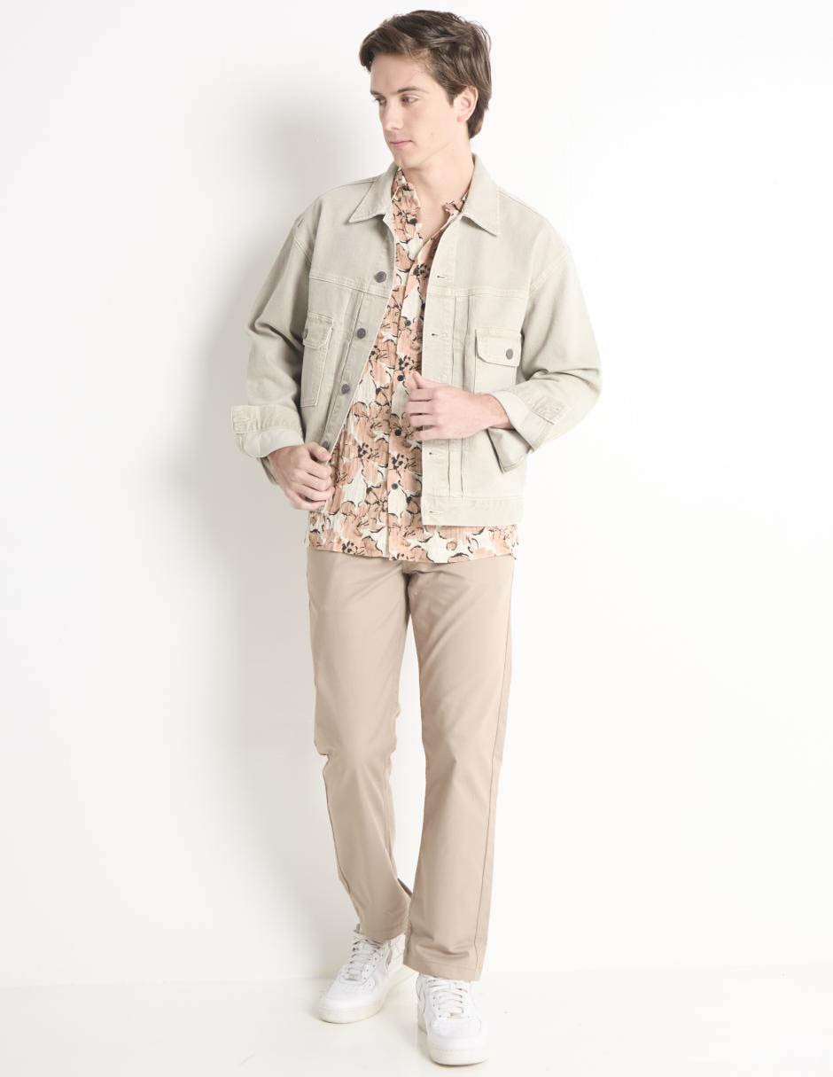 Pantalón chino recto de algodón para hombre