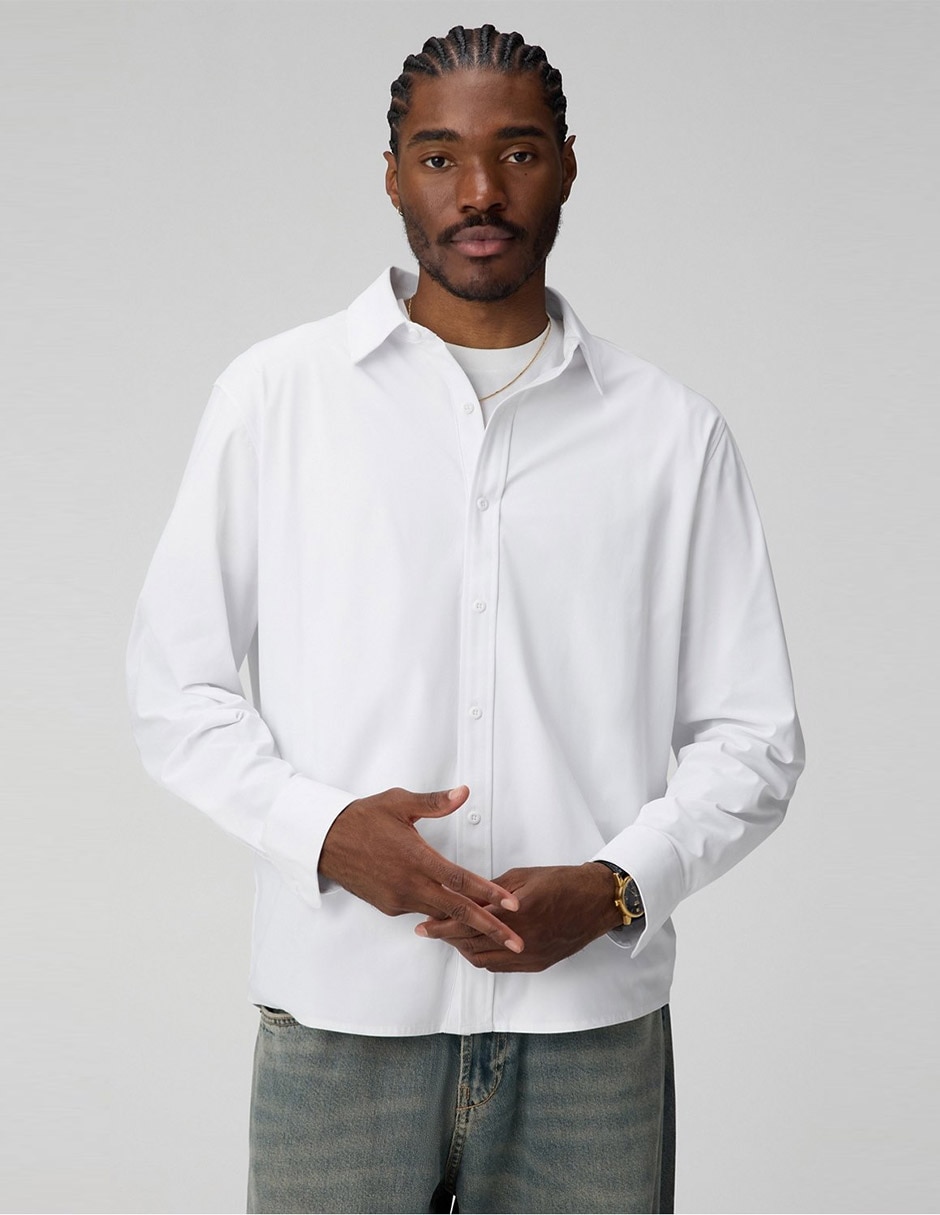 Camisa casual de algodón manga larga para hombre 1