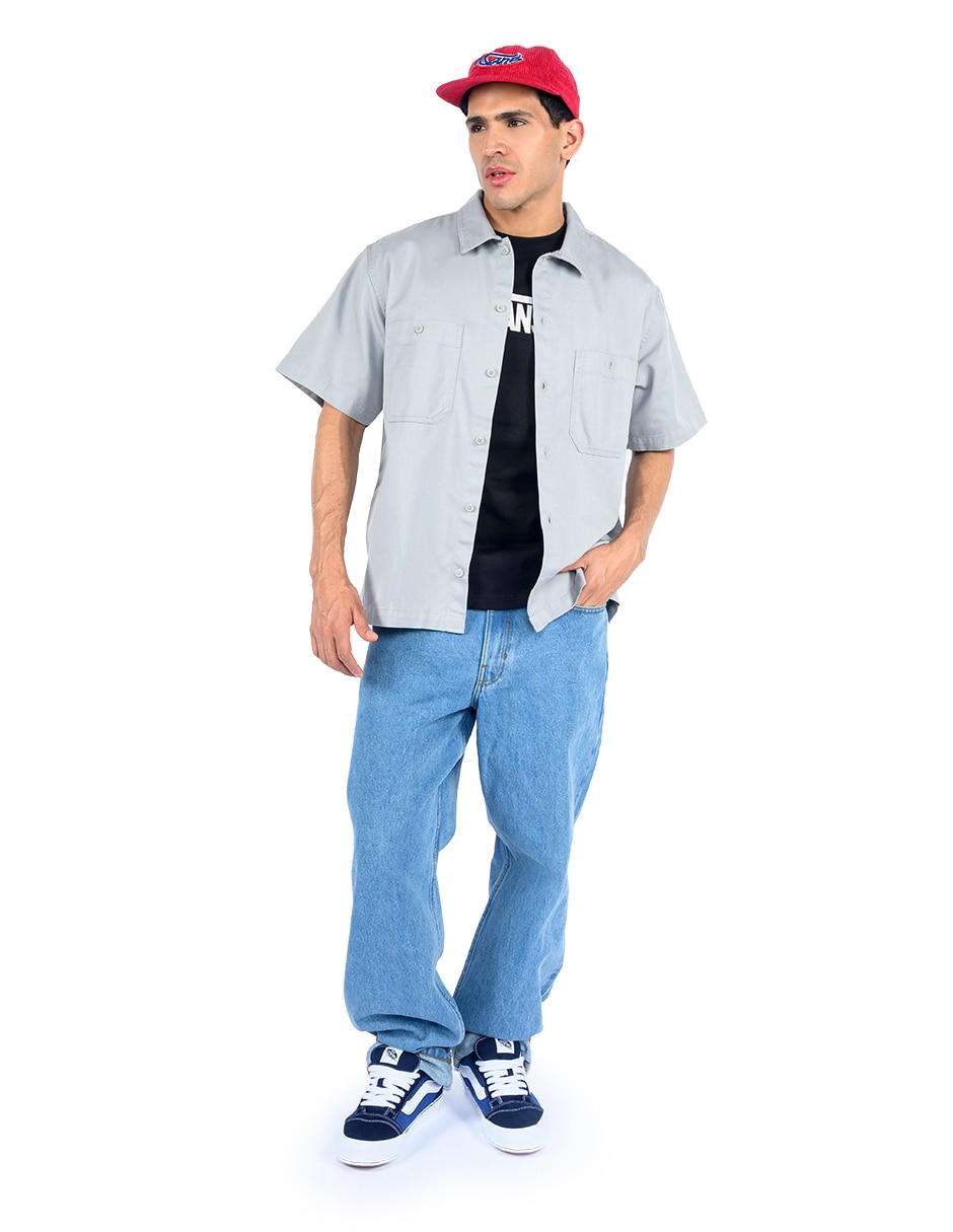 Jeans loose lavado medio para hombre 7