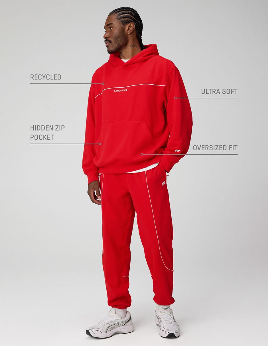 SUDADERA FABLETICS FLAP-MT033, M, ROJO