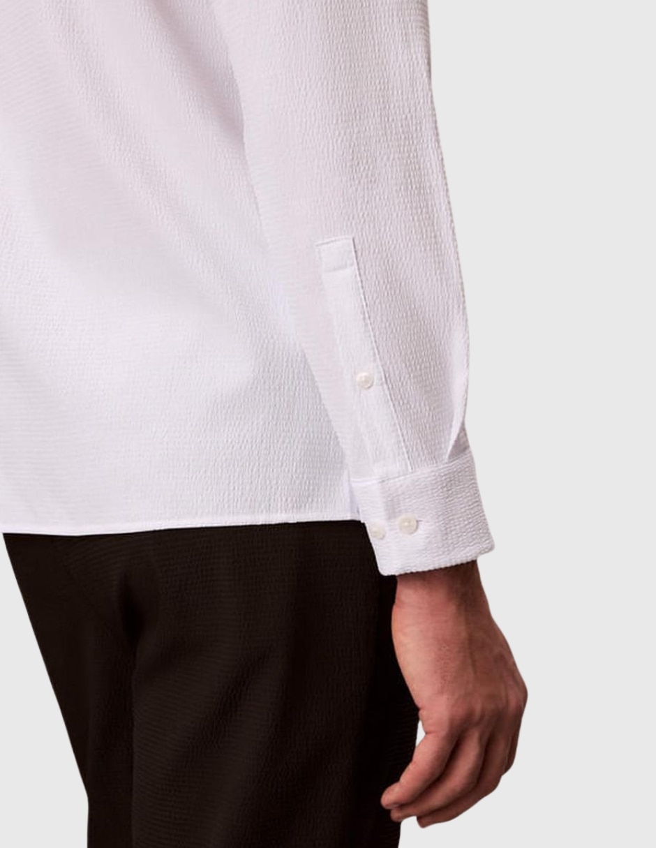 Camisa casual Calvin Klein poliéster manga larga para hombre
