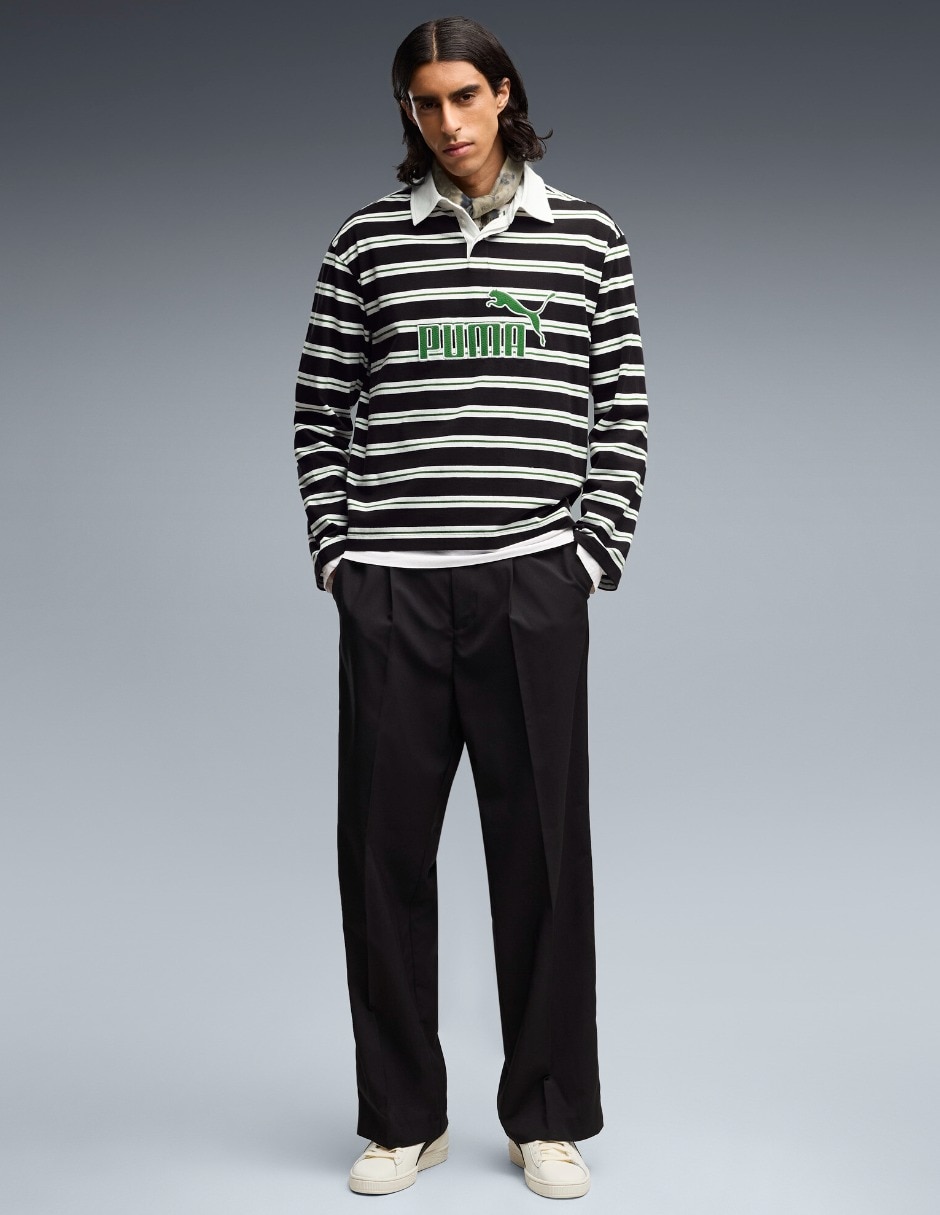 Playera tipo polo Ess Elevated No1 Relaxed Striped Rugby Polo para hombre 4
