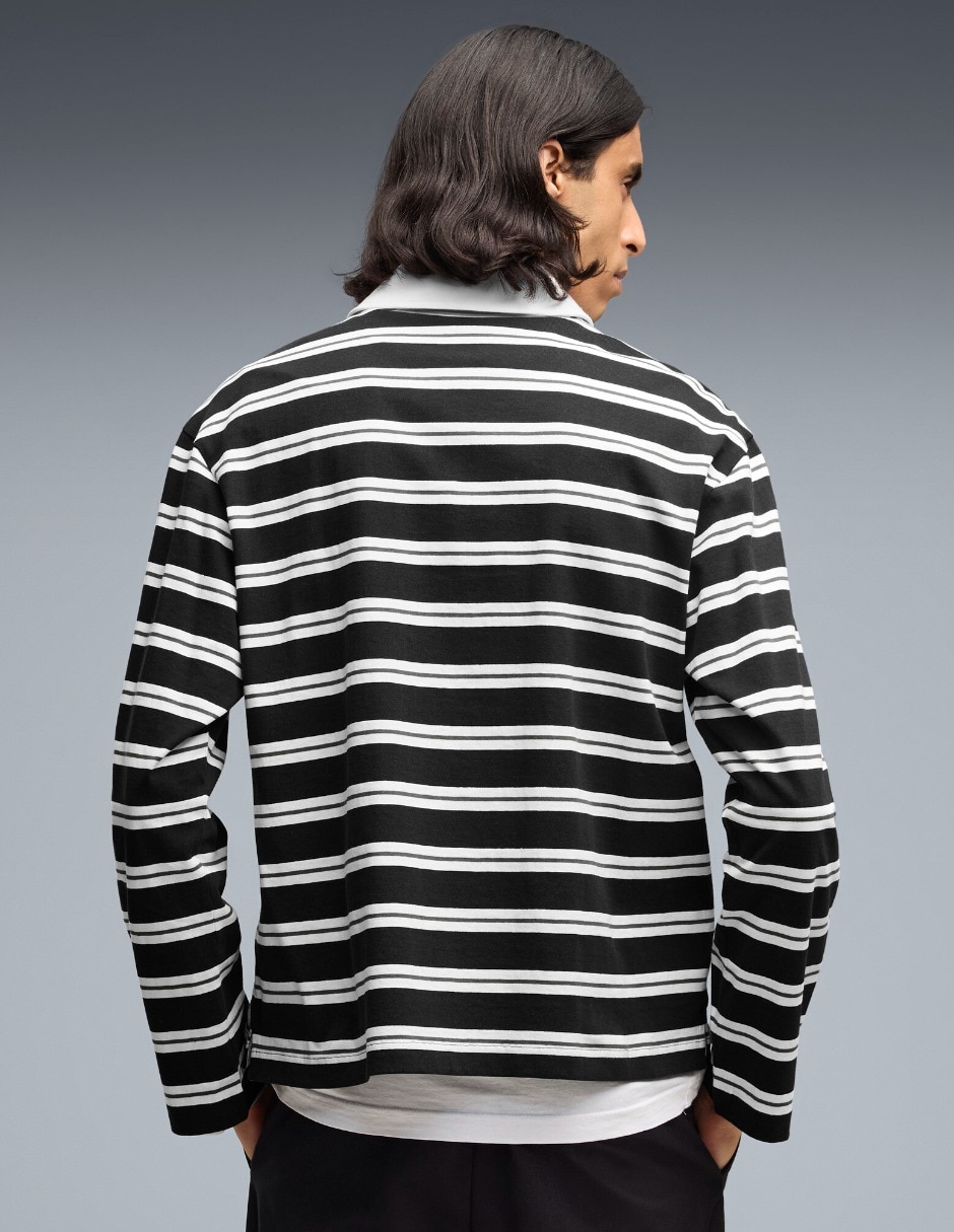 Playera tipo polo Ess Elevated No1 Relaxed Striped Rugby Polo para hombre 2