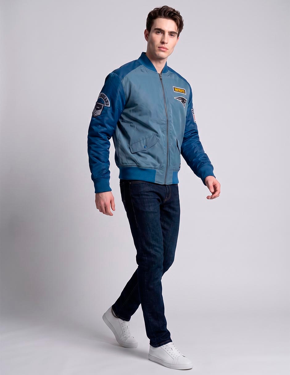 Chamarra casual nfl patriots con bolsillos para hombre