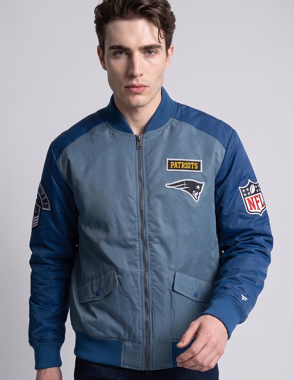 Chamarra casual nfl patriots con bolsillos para hombre