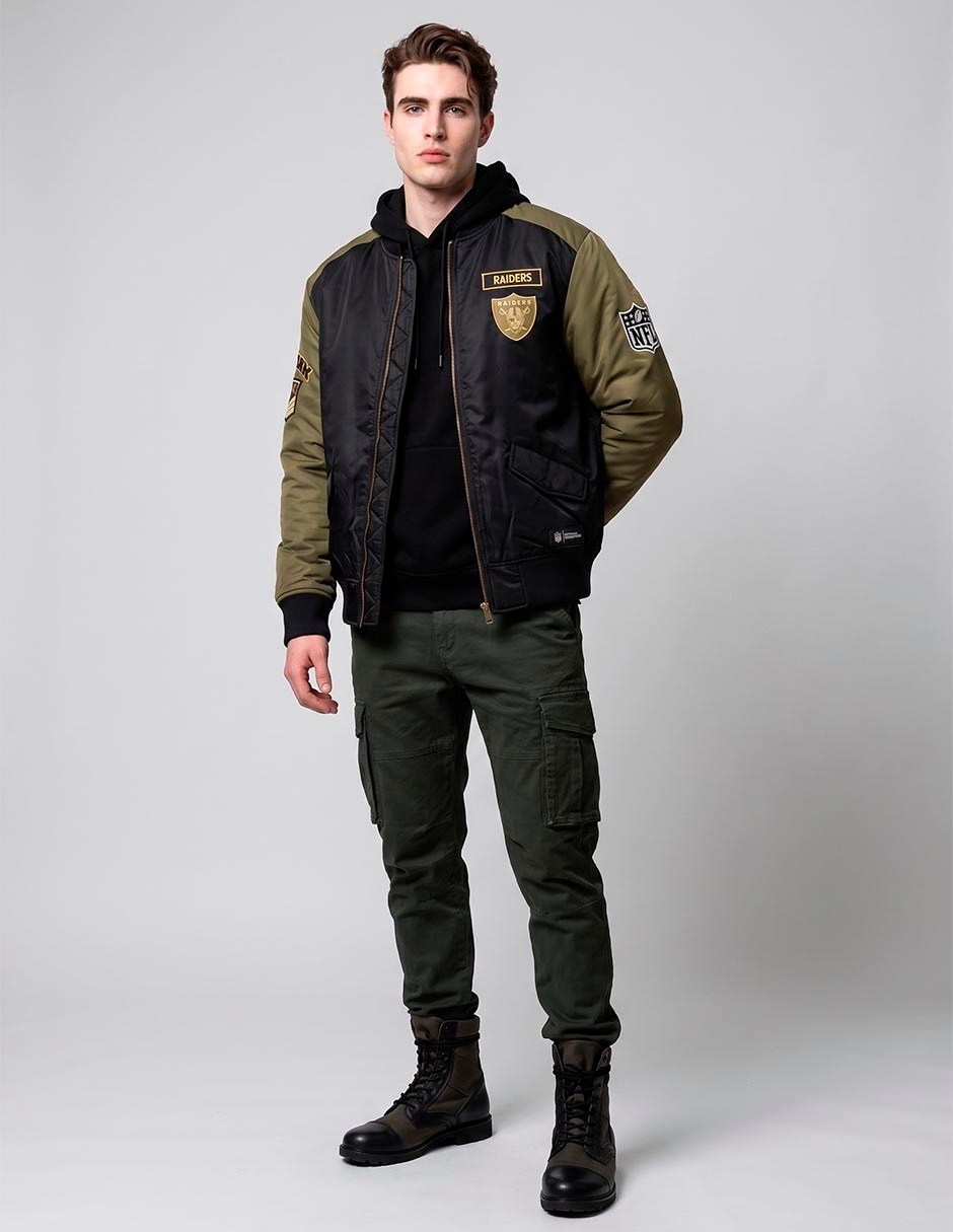 Chamarra bomber nfl con bolsillos para hombre
