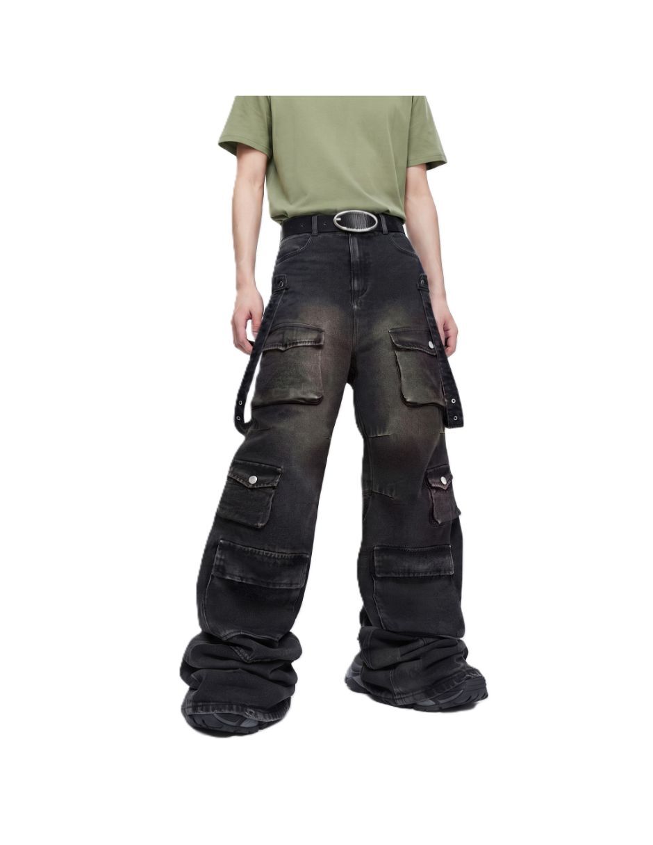 Jeans baggy deslavado para hombre 1