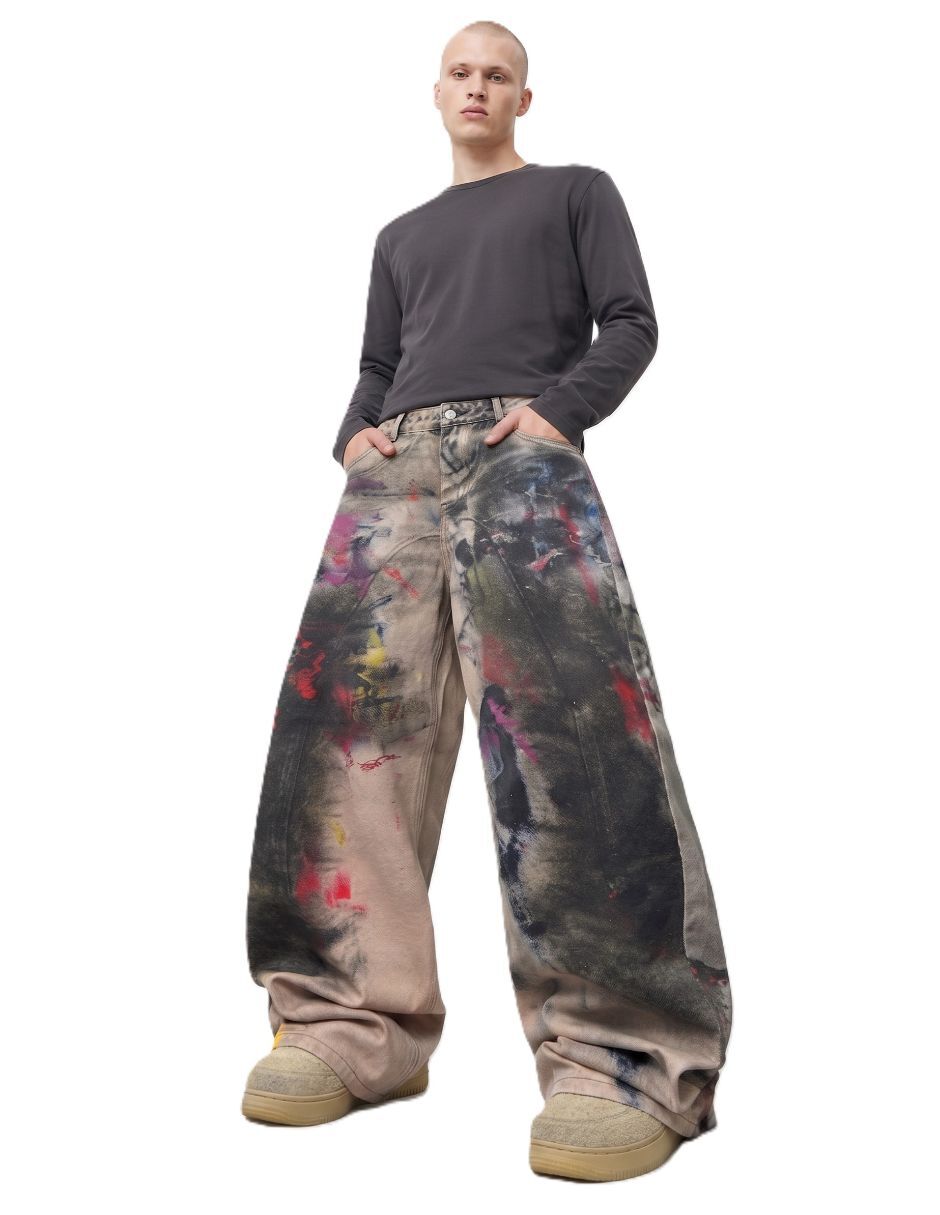 Jeans baggy deslavado para hombre Jeans baggy deslavado para hombre