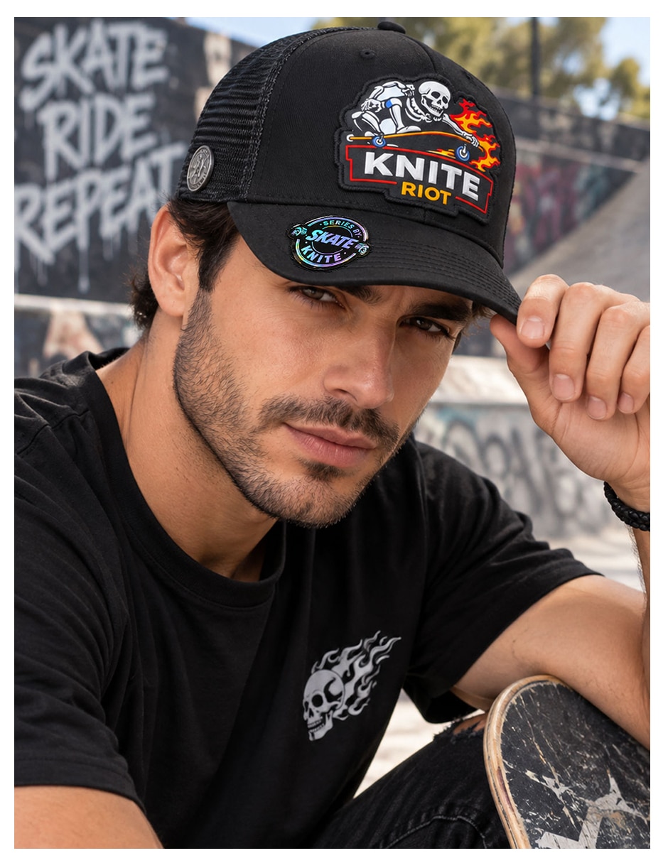Gorra visera curva snapback para skate calavera para hombre 7