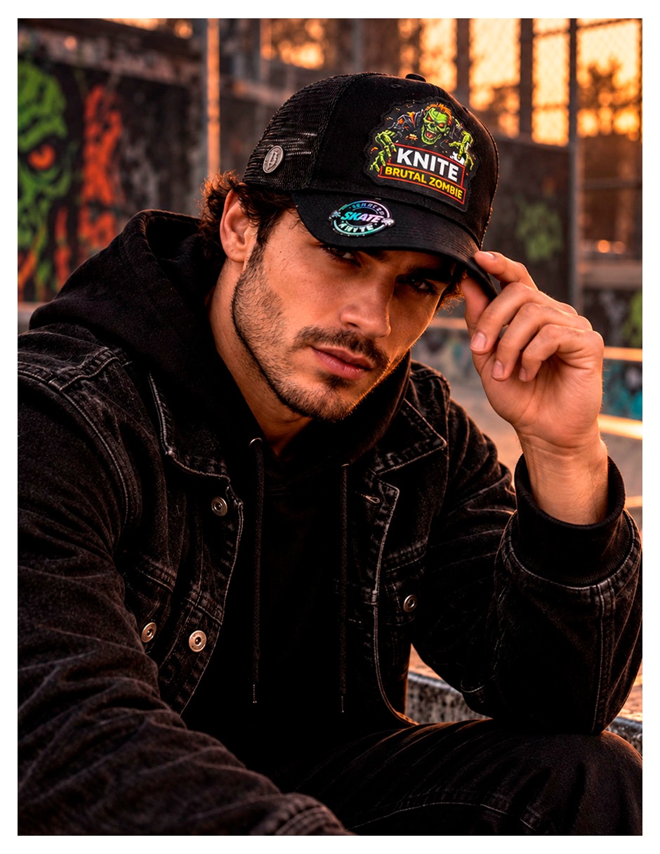 Gorra visera curva snapback para skate zombie para hombre 7
