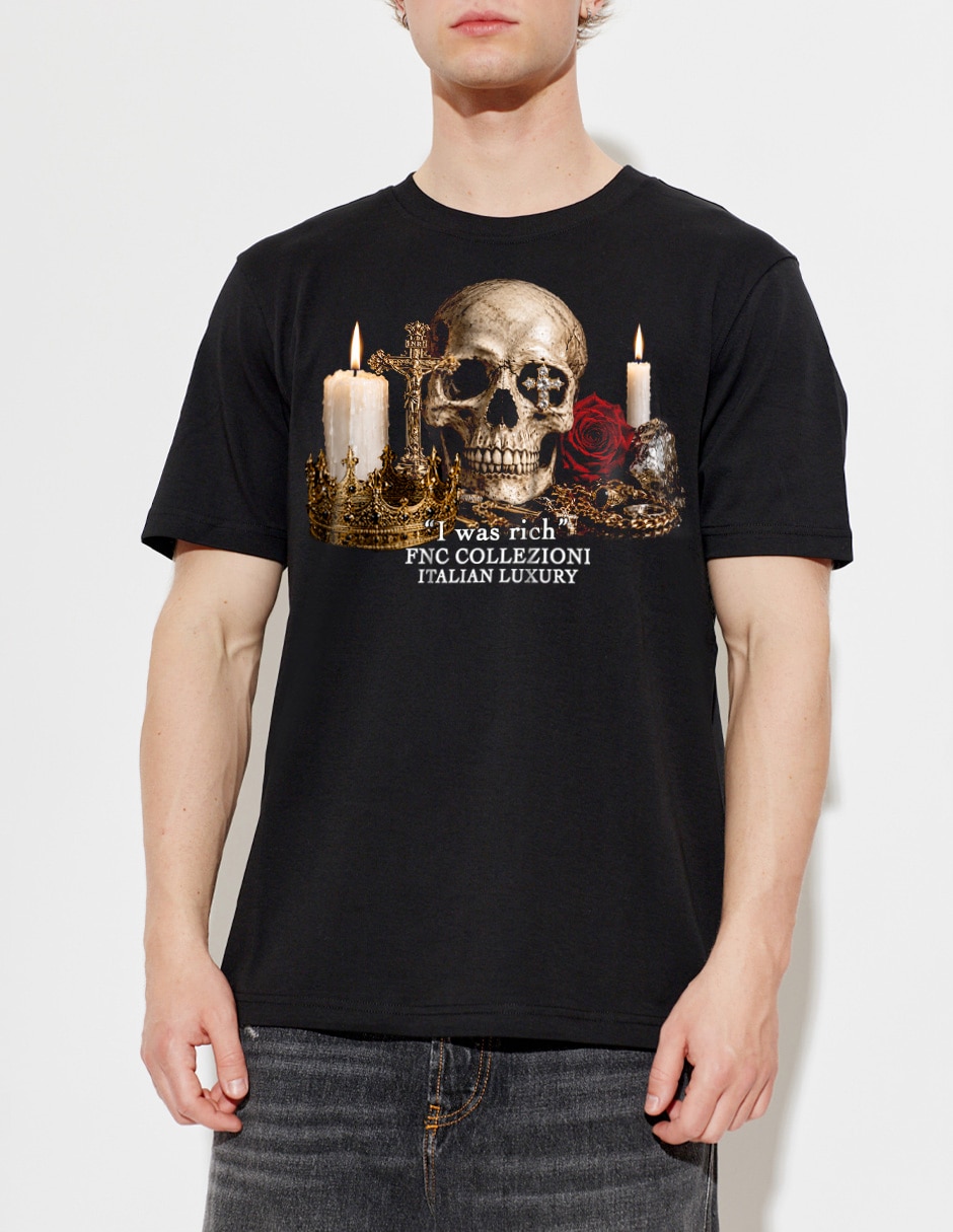 Playera i was rich cuello redondo para hombre