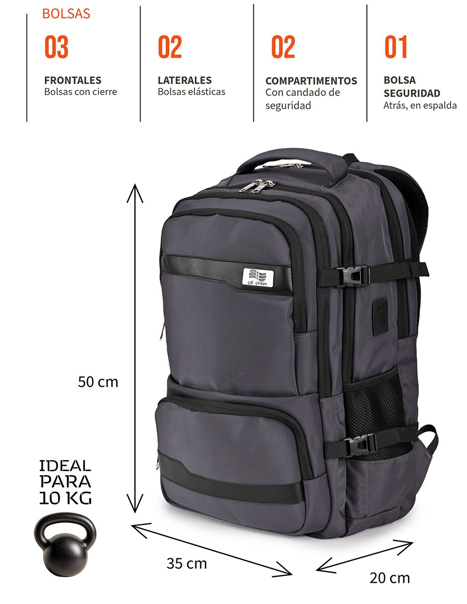Mochila Con portalaptop No aplica US URBAN PORTALAPTOP US URBAN No 10