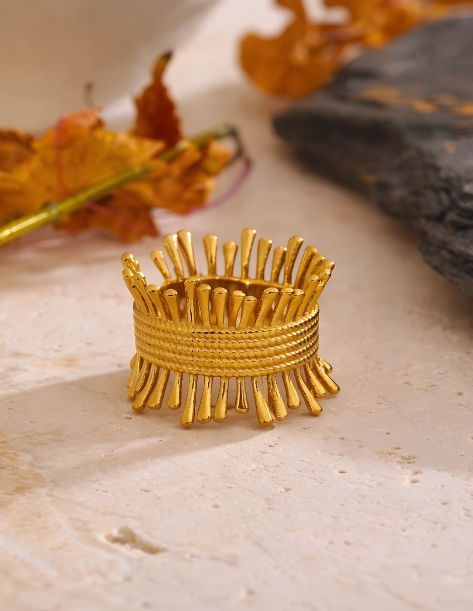 Anillo Coral baño de oro 6