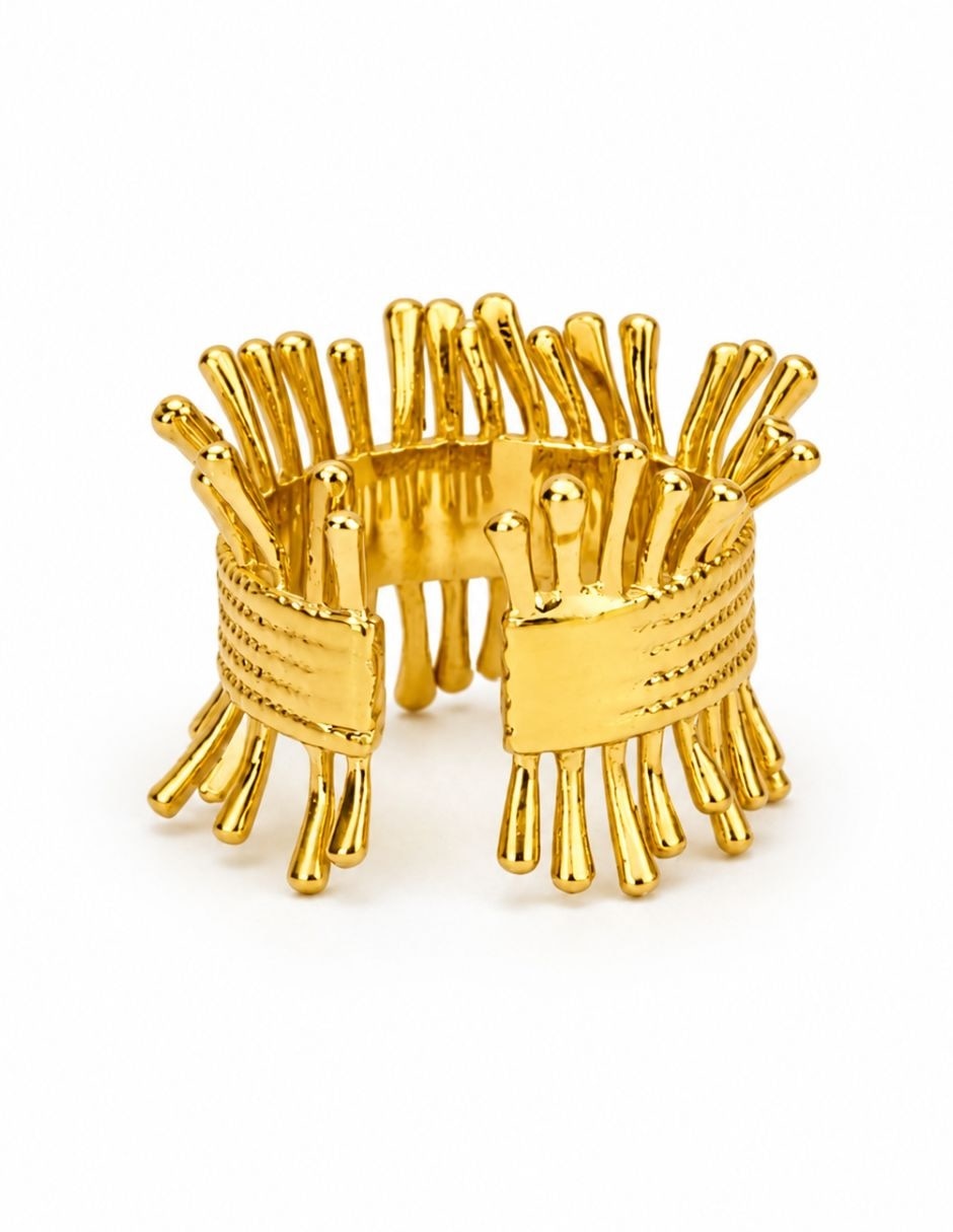 Anillo Coral baño de oro 7
